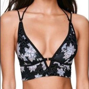 Victoria Secrets Black Floral Velvet Bralette